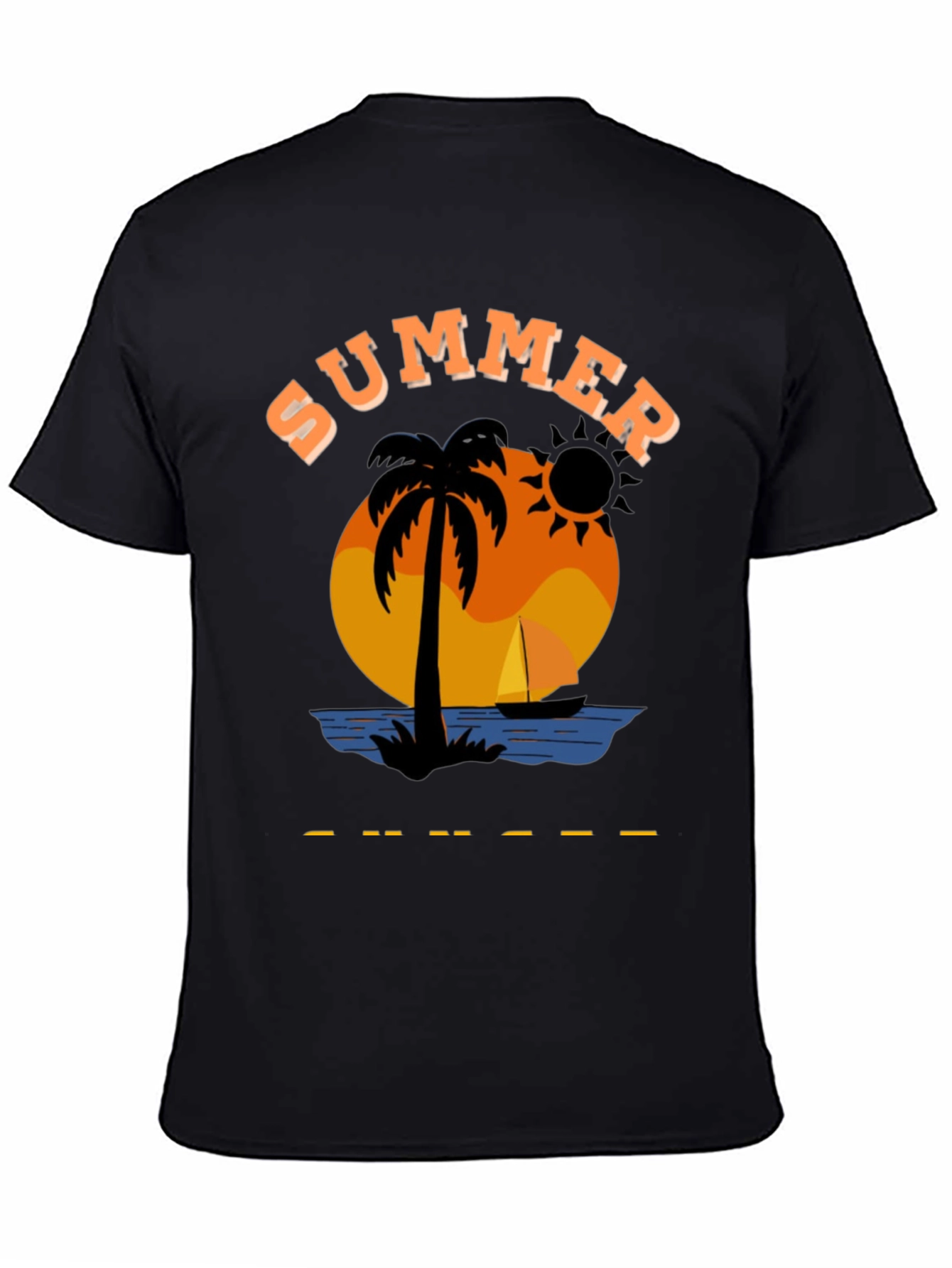 Summer Graphic T-Shirt Black Cotton Blend
