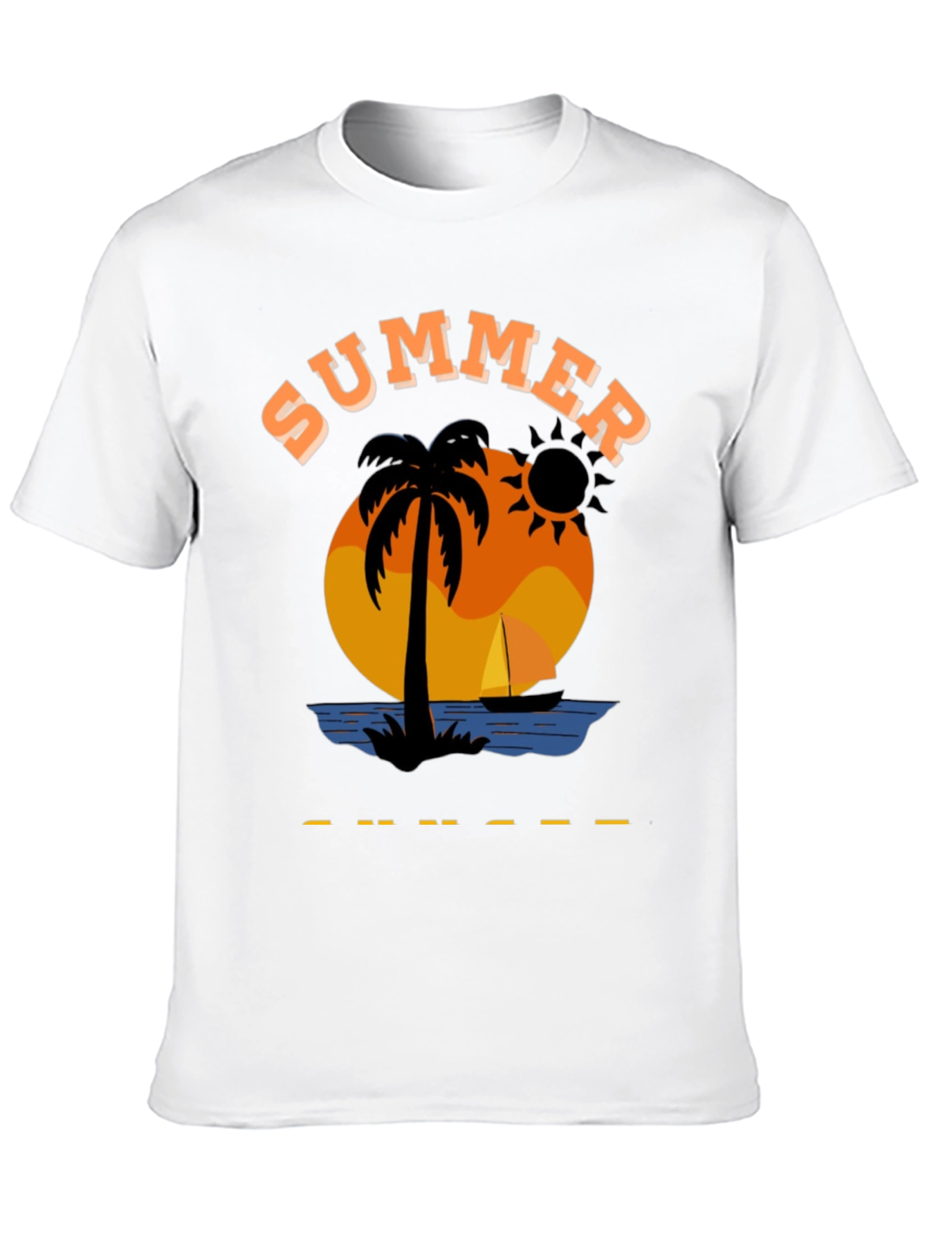 Summer Graphic T-Shirt Black Cotton Blend