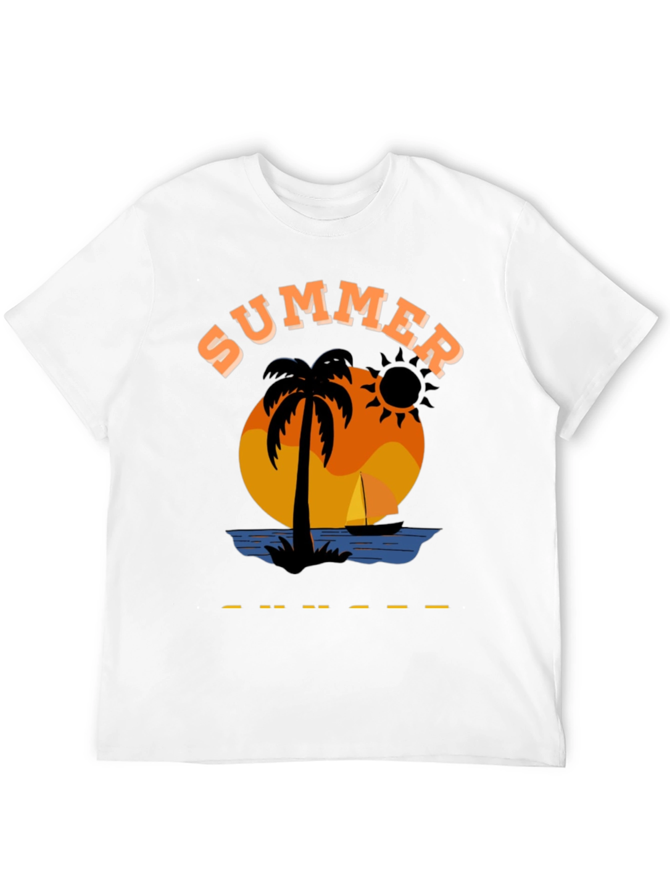 Summer Graphic T-Shirt Black Cotton Blend