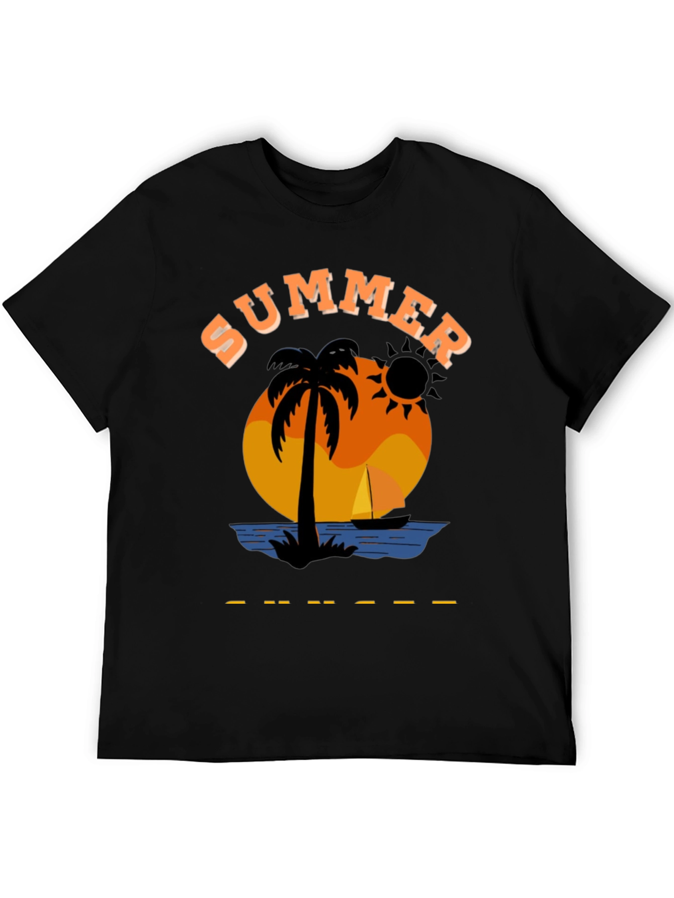 Summer Graphic T-Shirt Black Cotton Blend