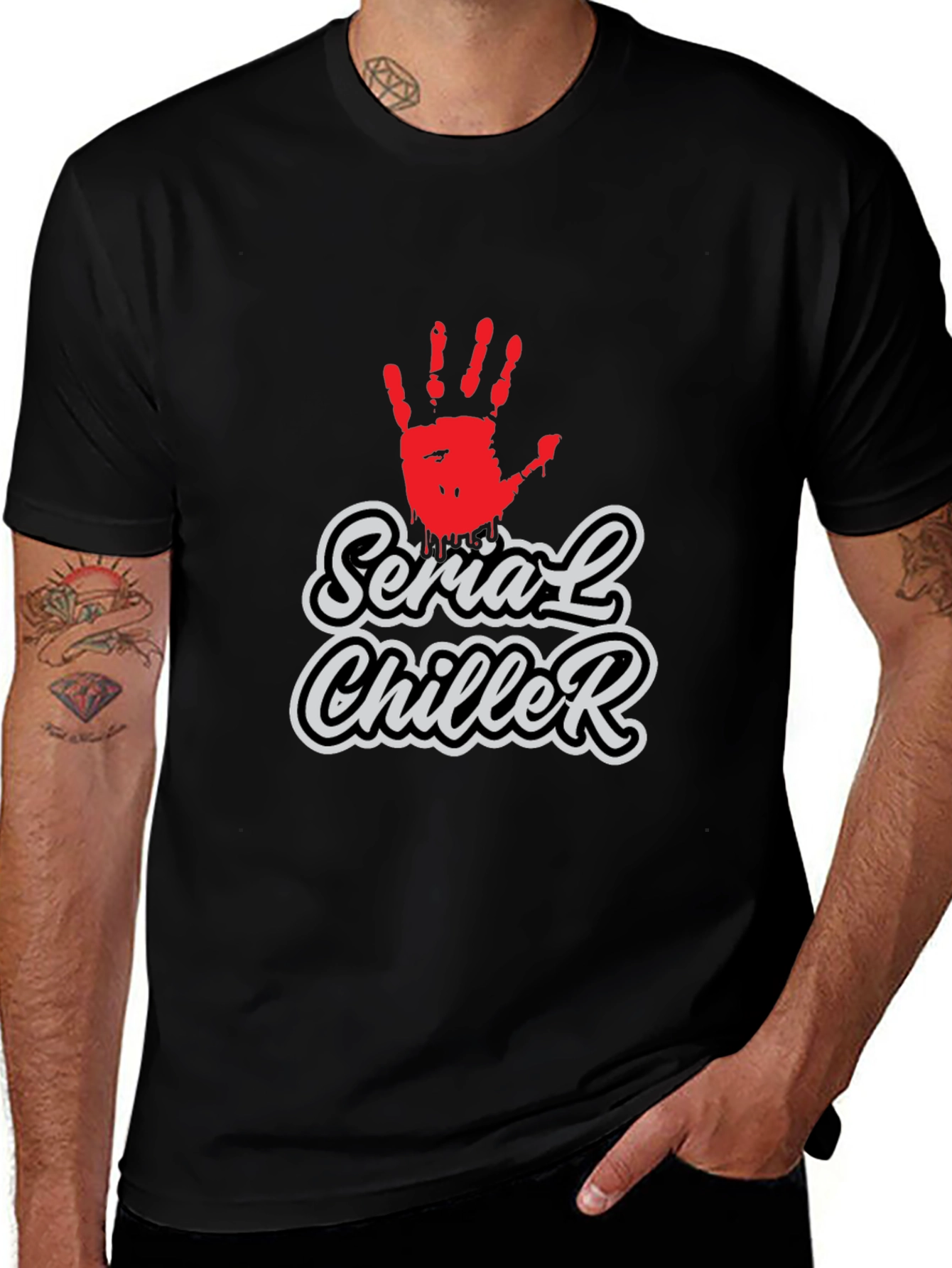 Serial Chiller Graphic Print Black T-Shirt