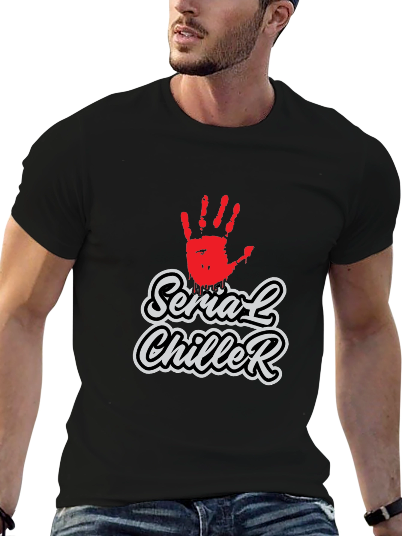 Serial Chiller Graphic Print Black T-Shirt