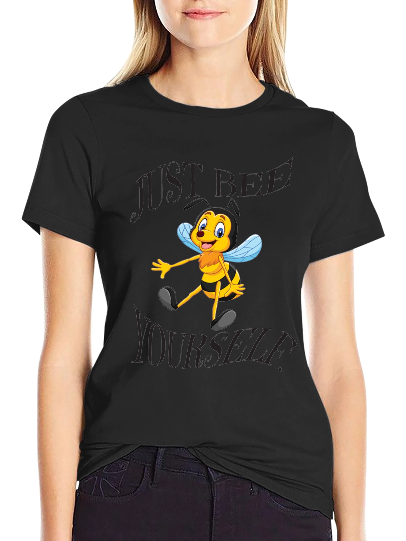 Just Bee Yourself T-Shirt - Black Cotton Blend