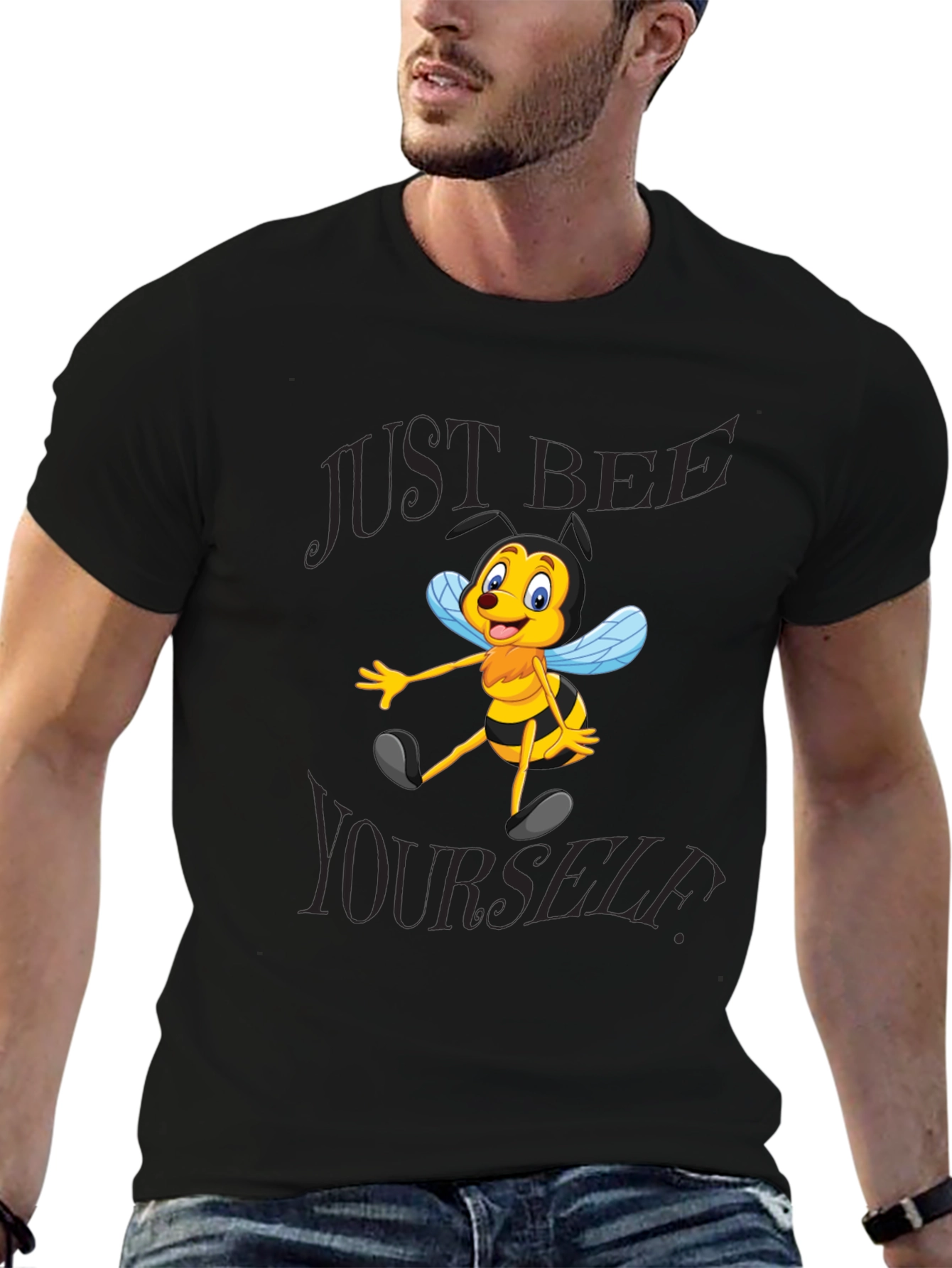 Just Bee Yourself T-Shirt - Black Cotton Blend