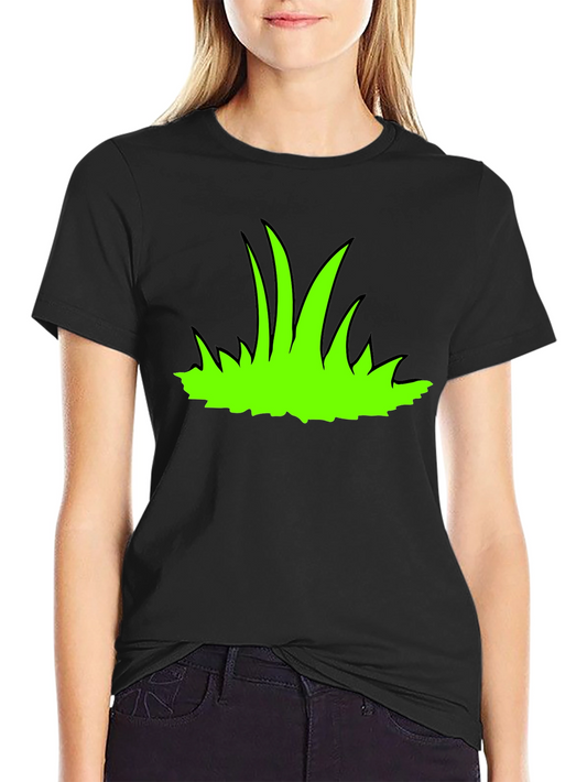 Green Grass Graphic Print Black T-Shirt