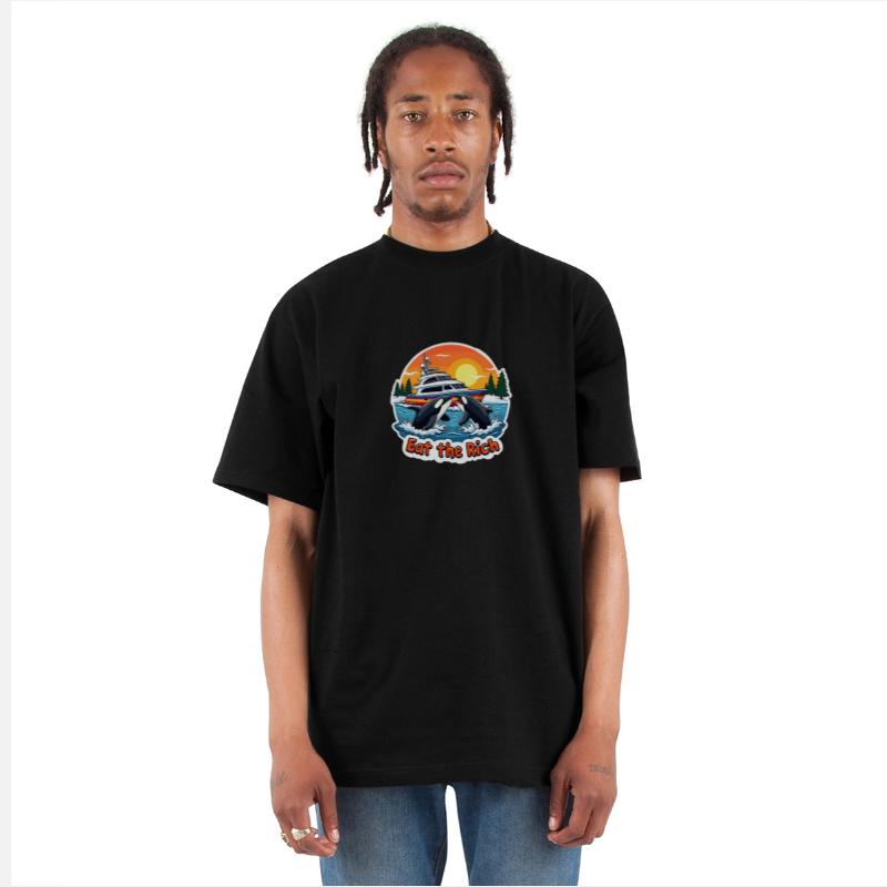 Eat the Rich Orca Sunset Graphic Funny Retro Ocean