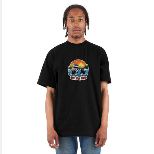 Eat the Rich Orca Sunset Graphic Funny Retro Ocean