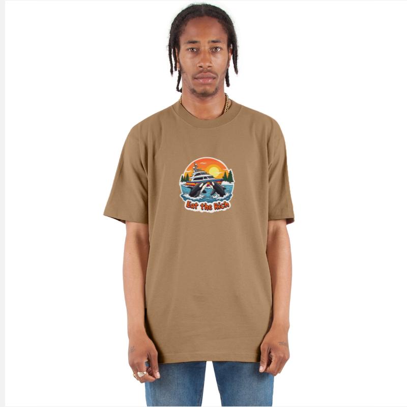 Eat the Rich Orca Sunset Graphic Funny Retro Ocean