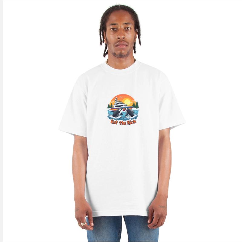 Eat the Rich Orca Sunset Graphic Funny Retro Ocean