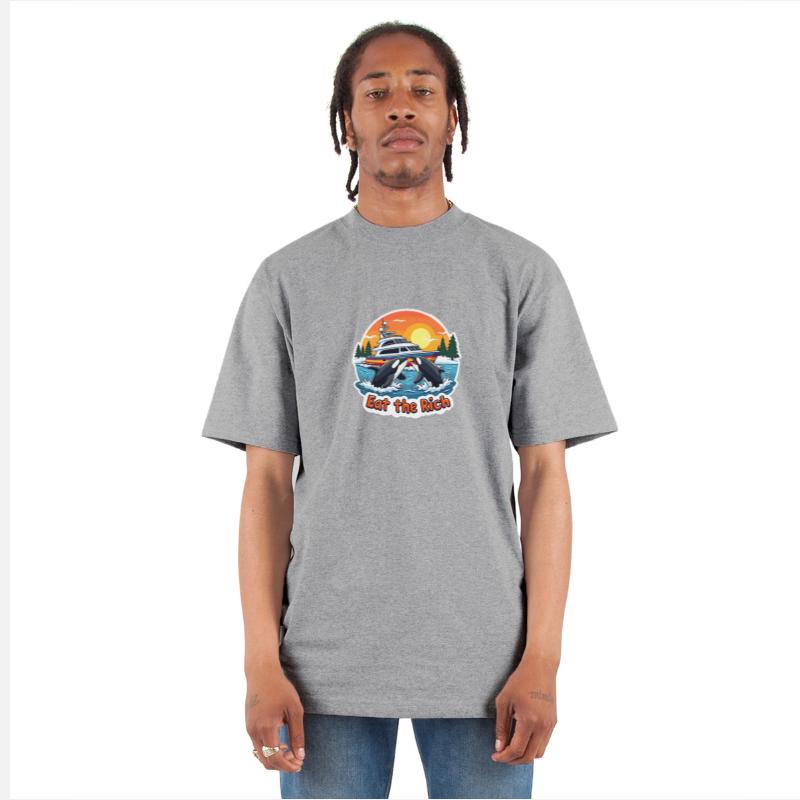 Eat the Rich Orca Sunset Graphic Funny Retro Ocean