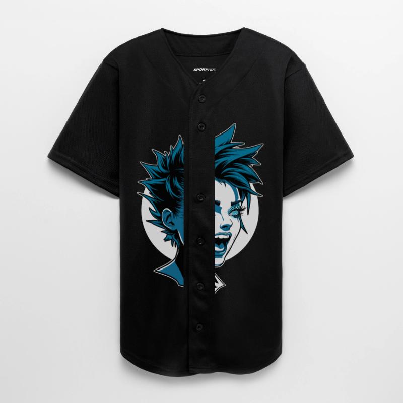 Edgy Blue Haired Punk Character with Fierce