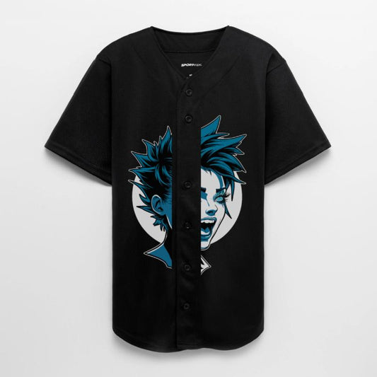 Edgy Blue Haired Punk Character with Fierce