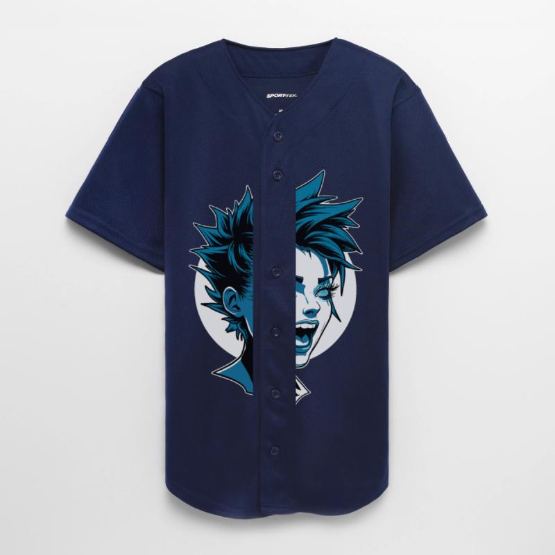 Edgy Blue Haired Punk Character with Fierce