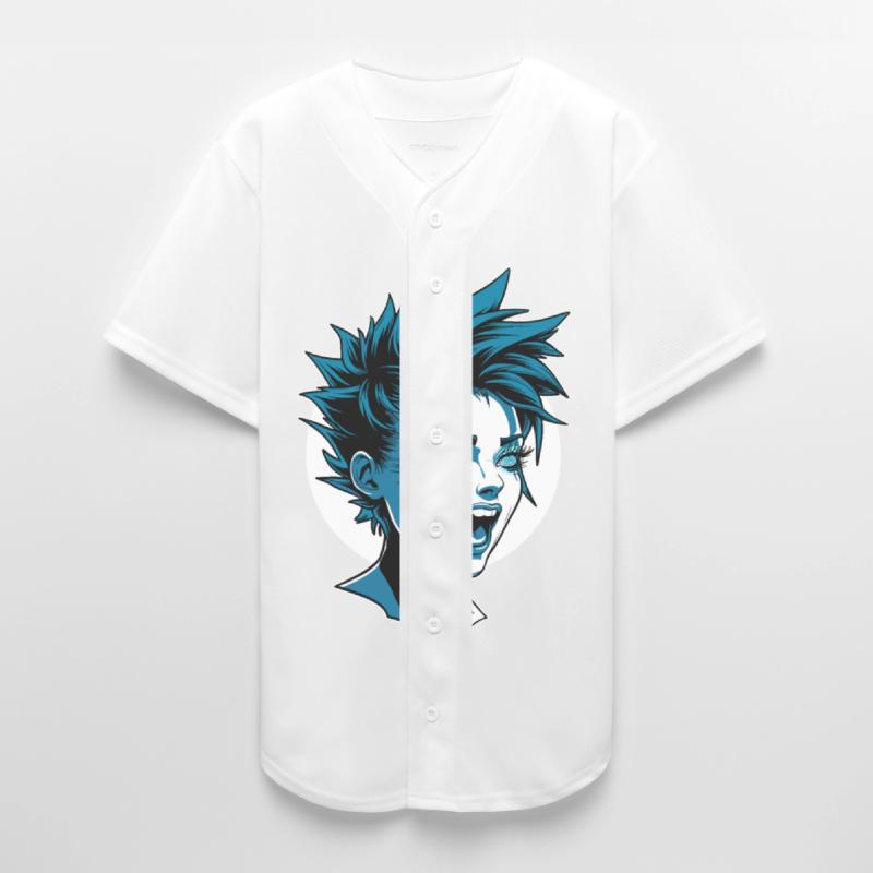 Edgy Blue Haired Punk Character with Fierce