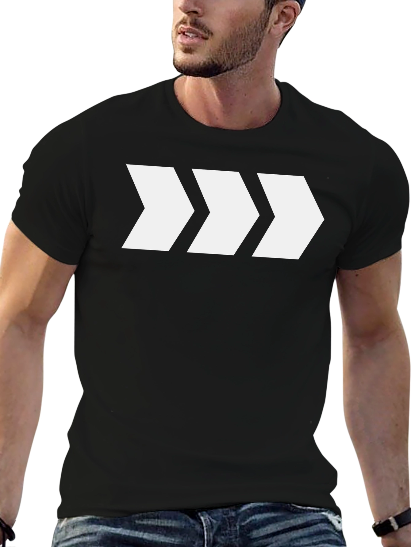 Modern Arrow Graphic Tee - Black Cotton