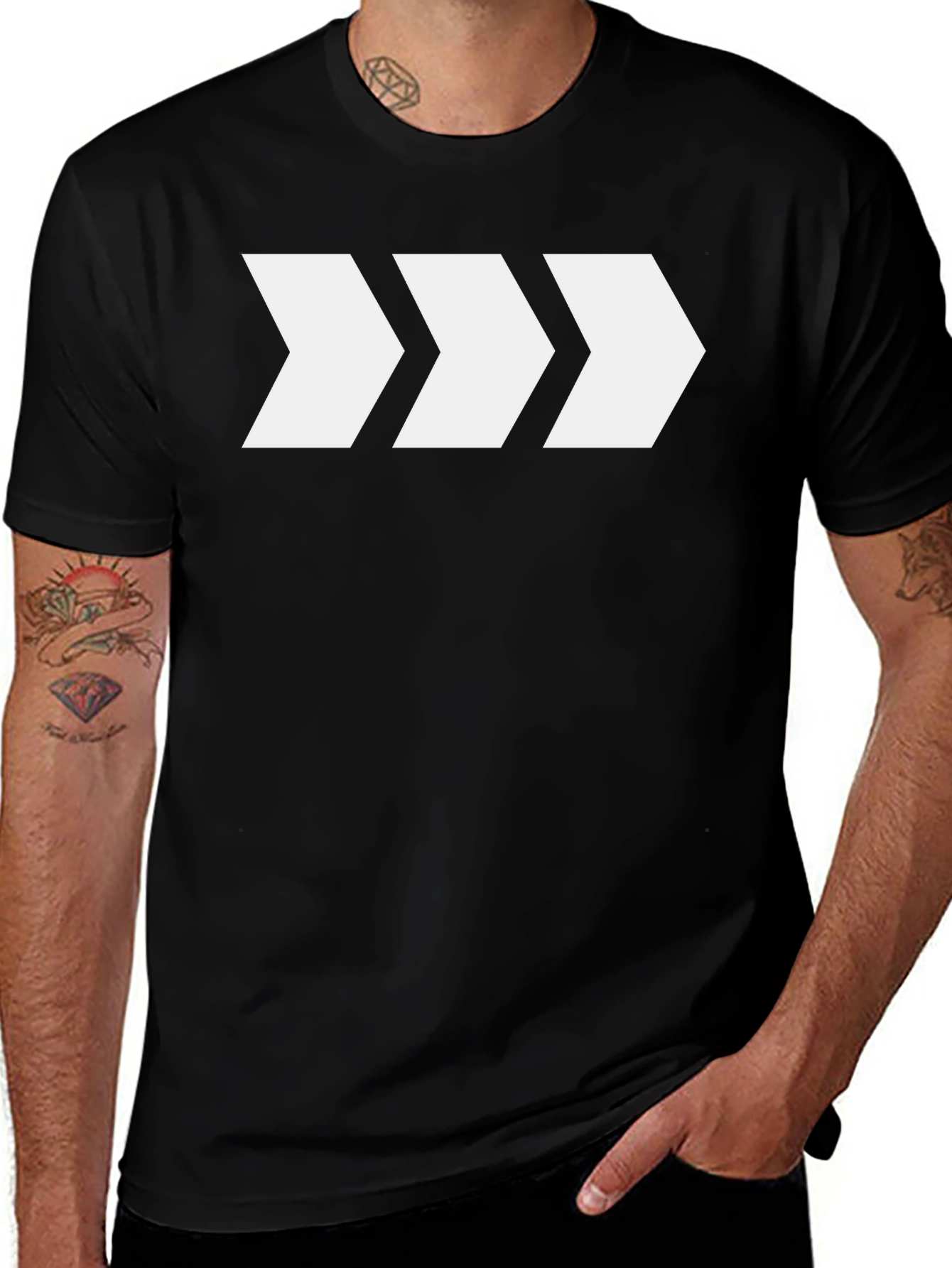 Modern Arrow Graphic Tee - Black Cotton