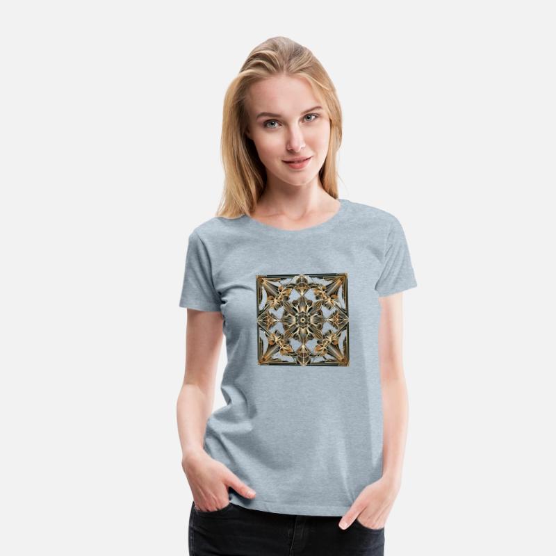Elegant Art Deco Floral T-Shirt – Gold Geometric