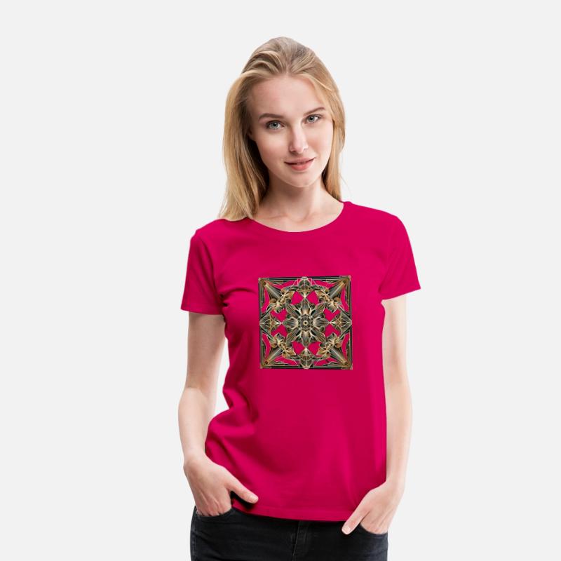 Elegant Art Deco Floral T-Shirt – Gold Geometric