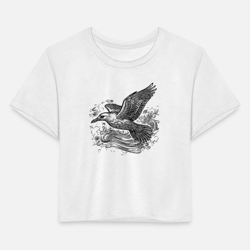 Elegant Flying Seagull Over The Water