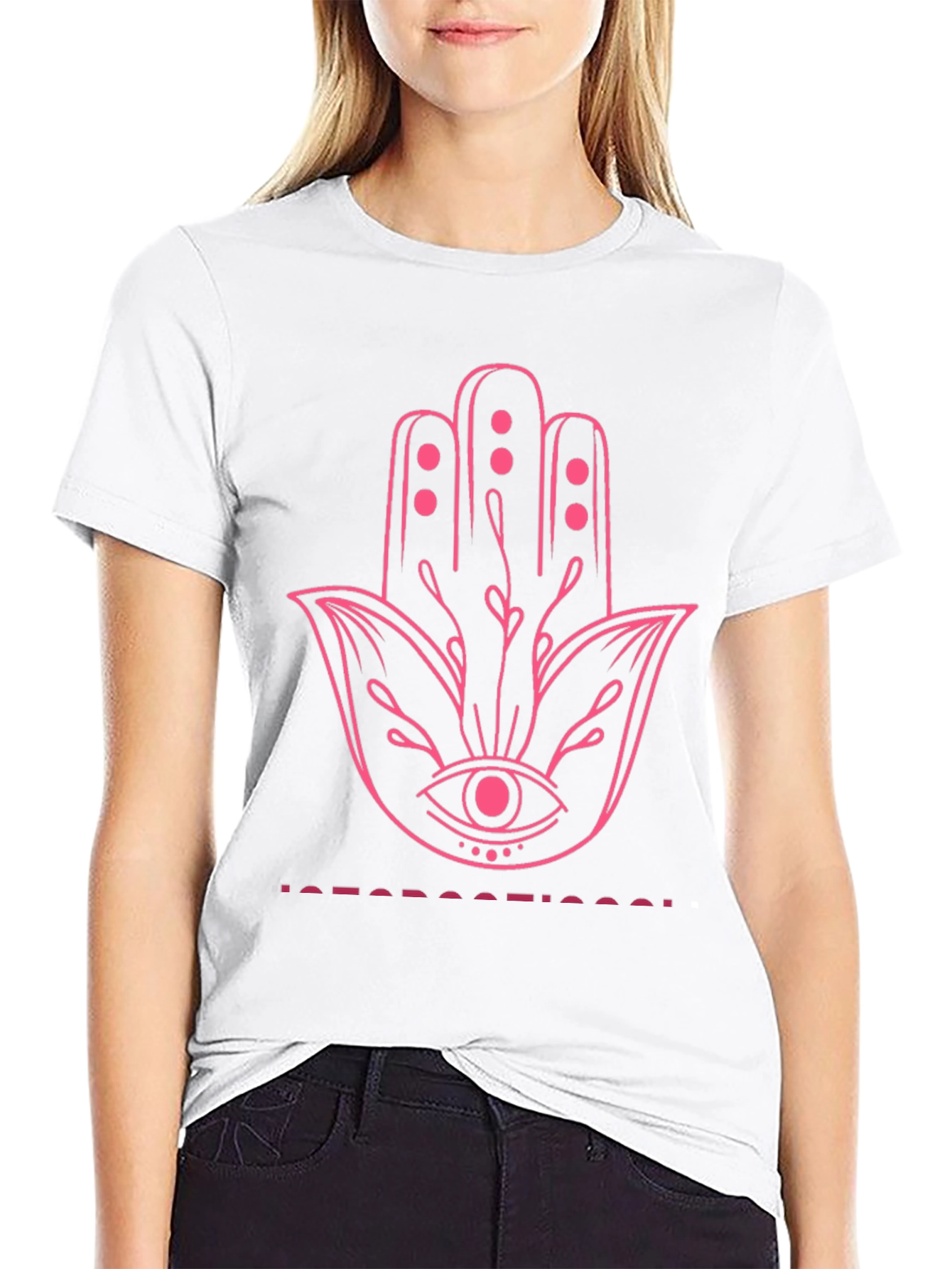 Unique Graphic Print Tee - Hamsa Hand Design