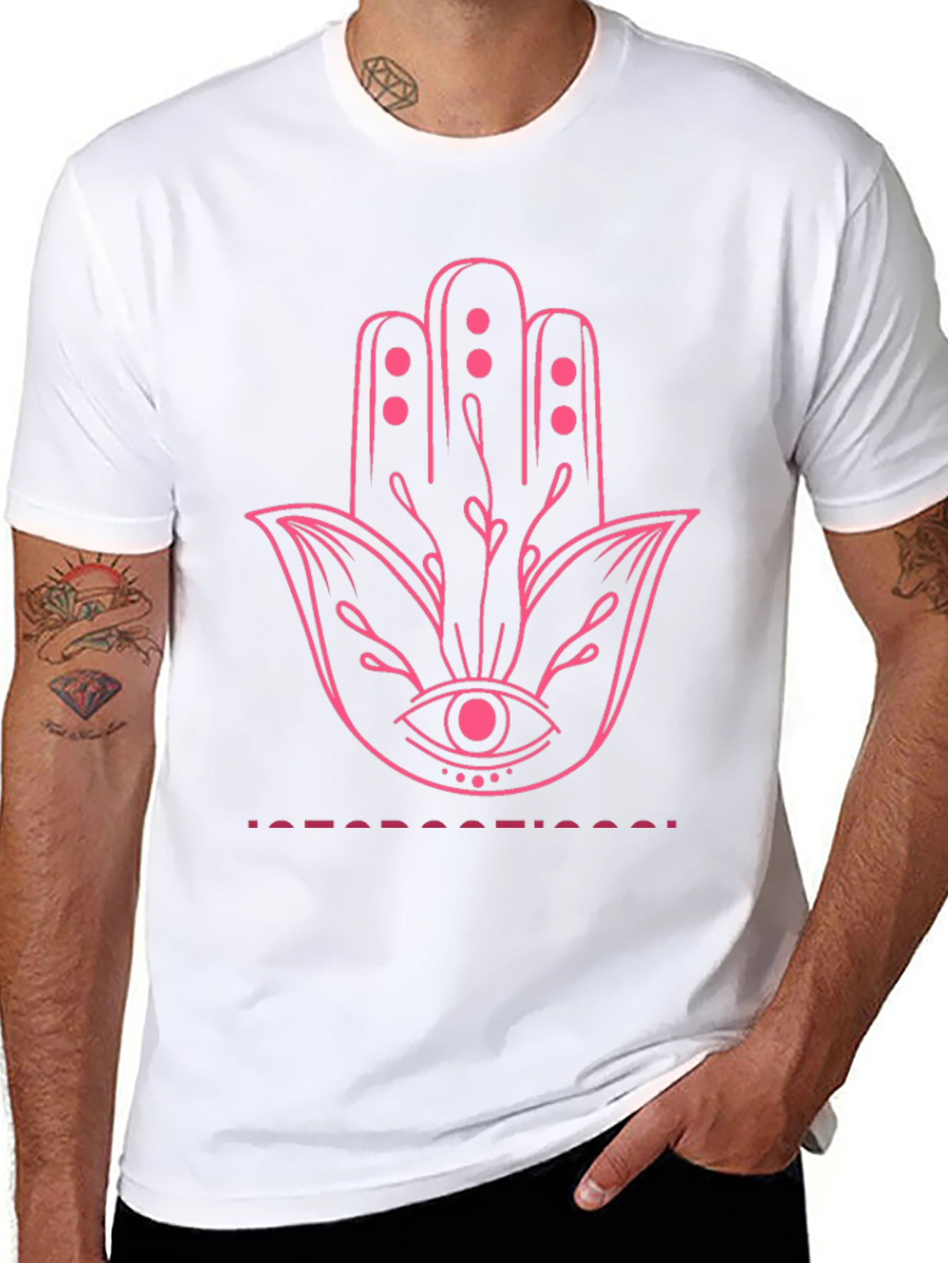 Unique Graphic Print Tee - Hamsa Hand Design