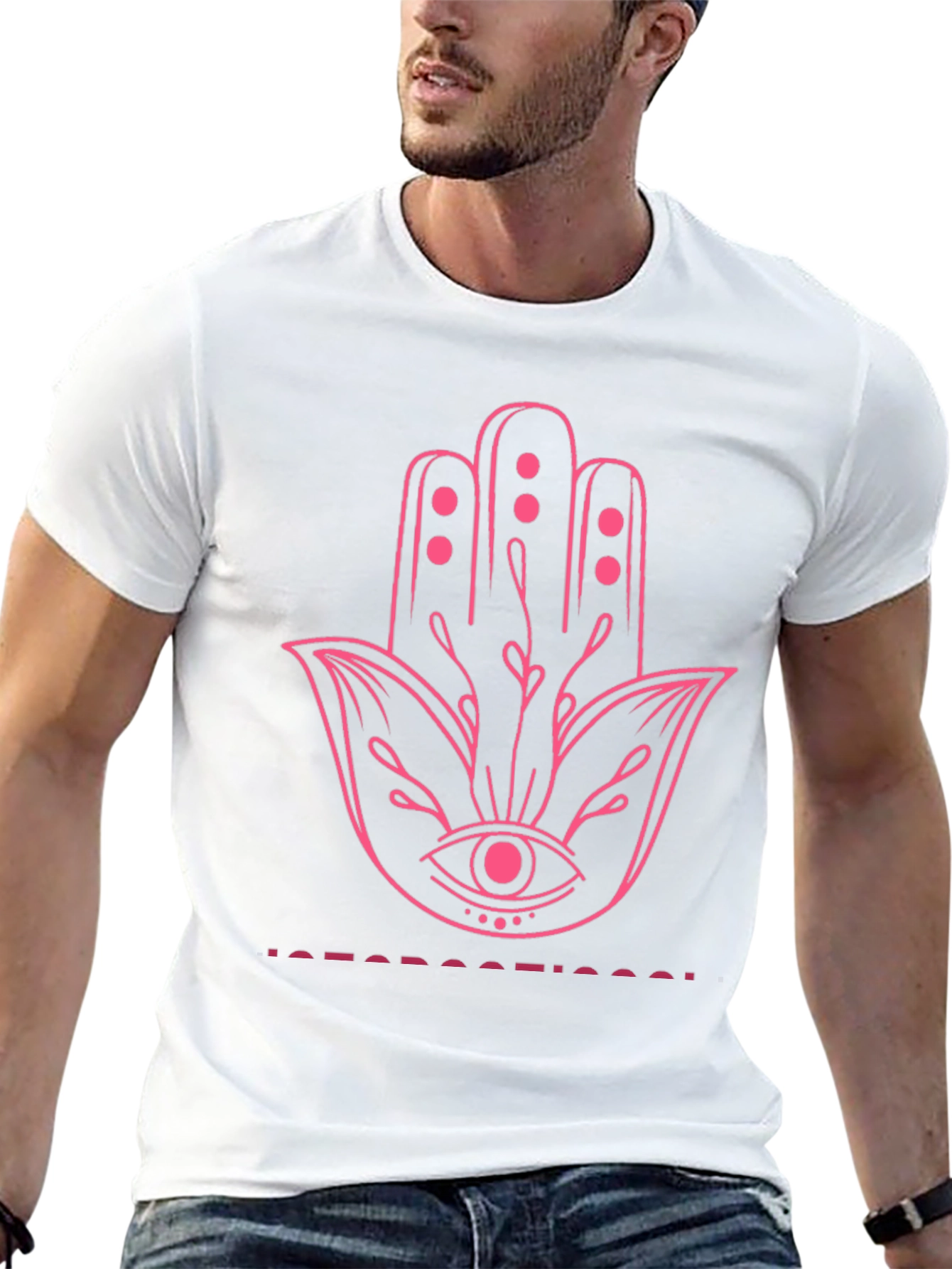 Unique Graphic Print Tee - Hamsa Hand Design
