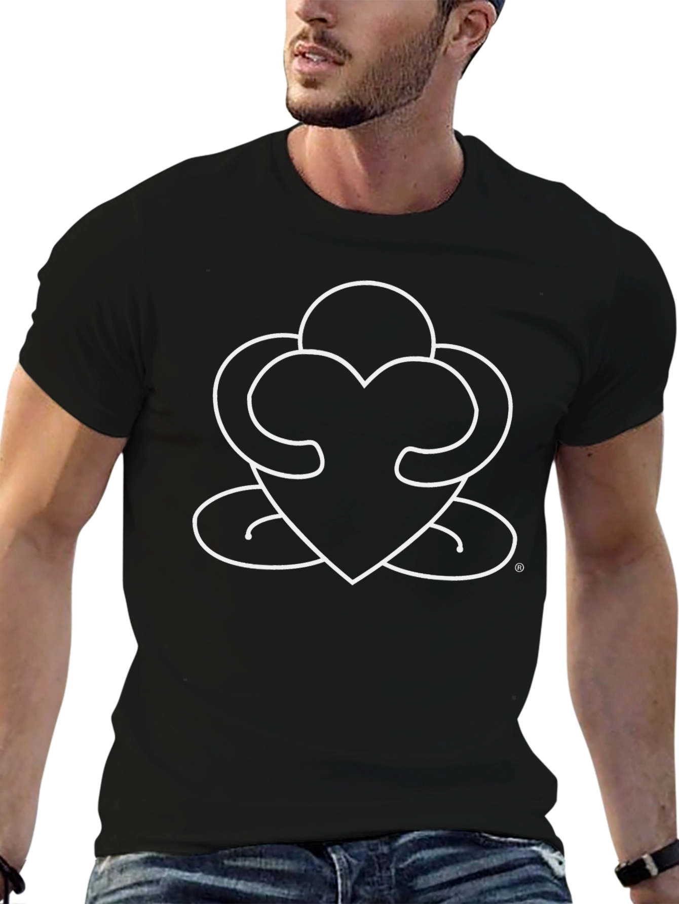 Heart Hug Graphic Black T-Shirt