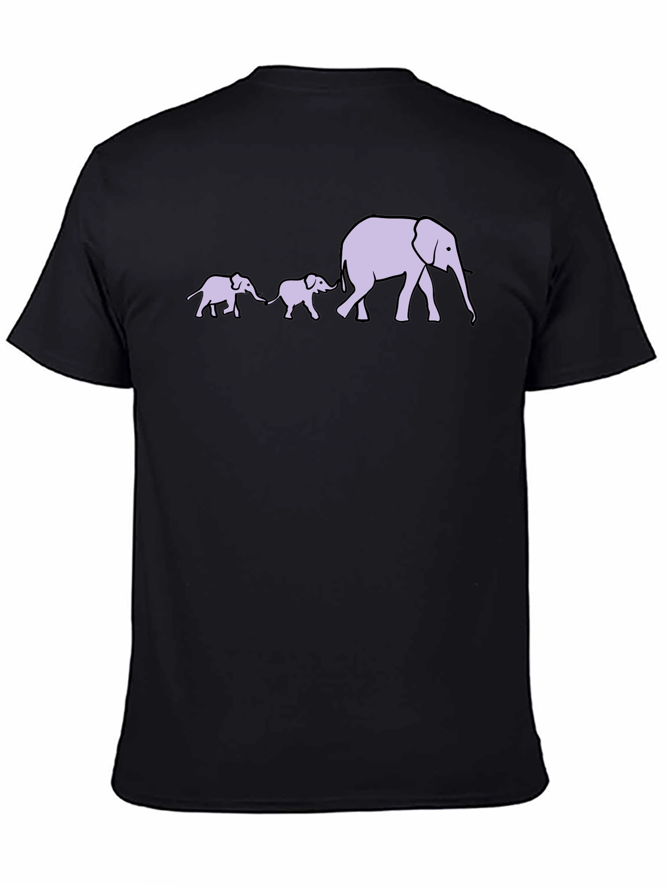 Elephant Family T-Shirt - Black Cotton Tee