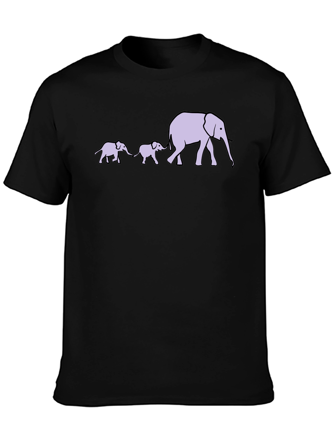 Elephant Family T-Shirt - Black Cotton Tee