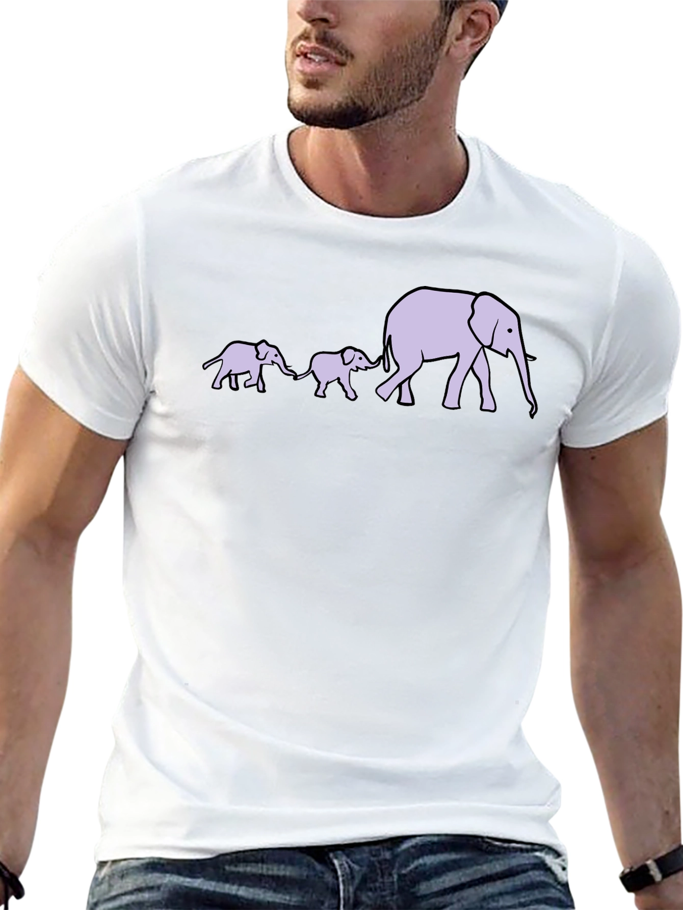Elephant Family T-Shirt - Black Cotton Tee