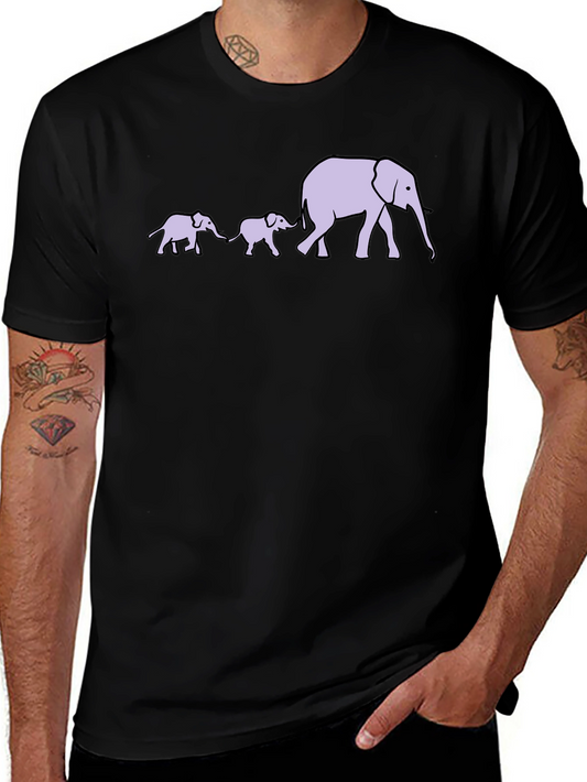 Elephant Family T-Shirt - Black Cotton Tee