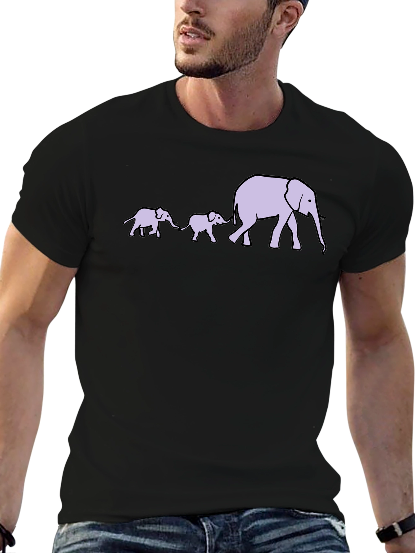 Elephant Family T-Shirt - Black Cotton Tee