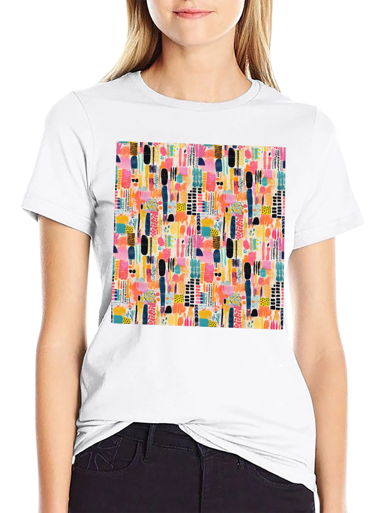 Abstract Pattern Black Tee