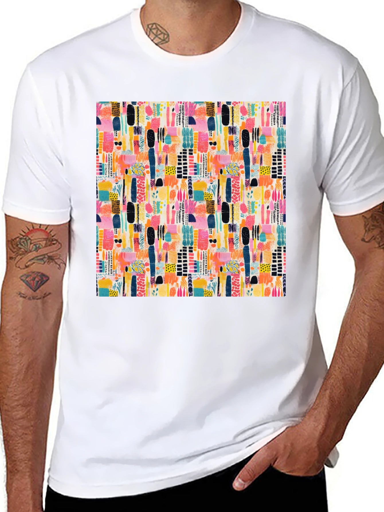 Abstract Pattern Black Tee
