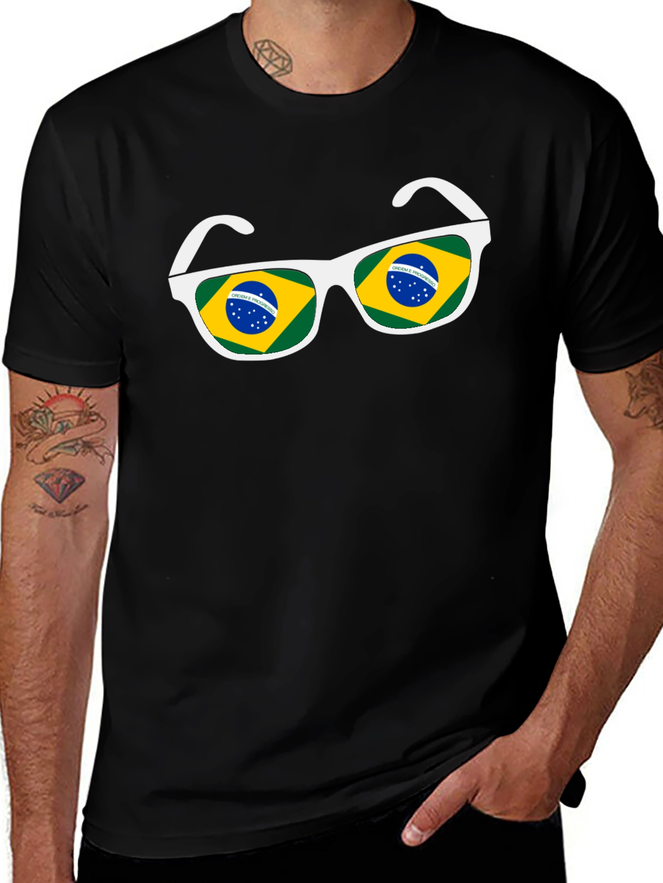 Brazil Flag Sunglasses Graphic Tee
