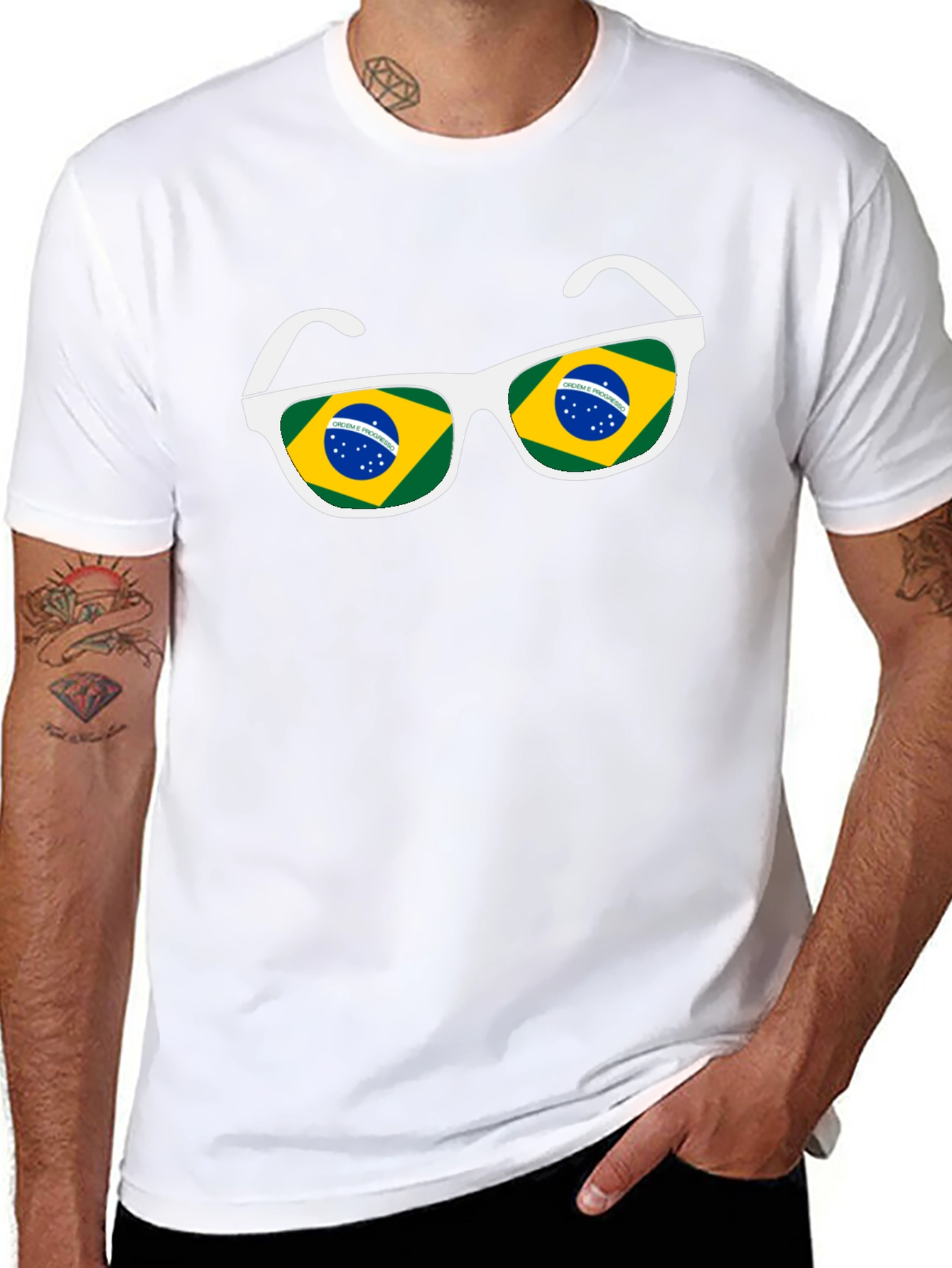 Brazil Flag Sunglasses Graphic Tee