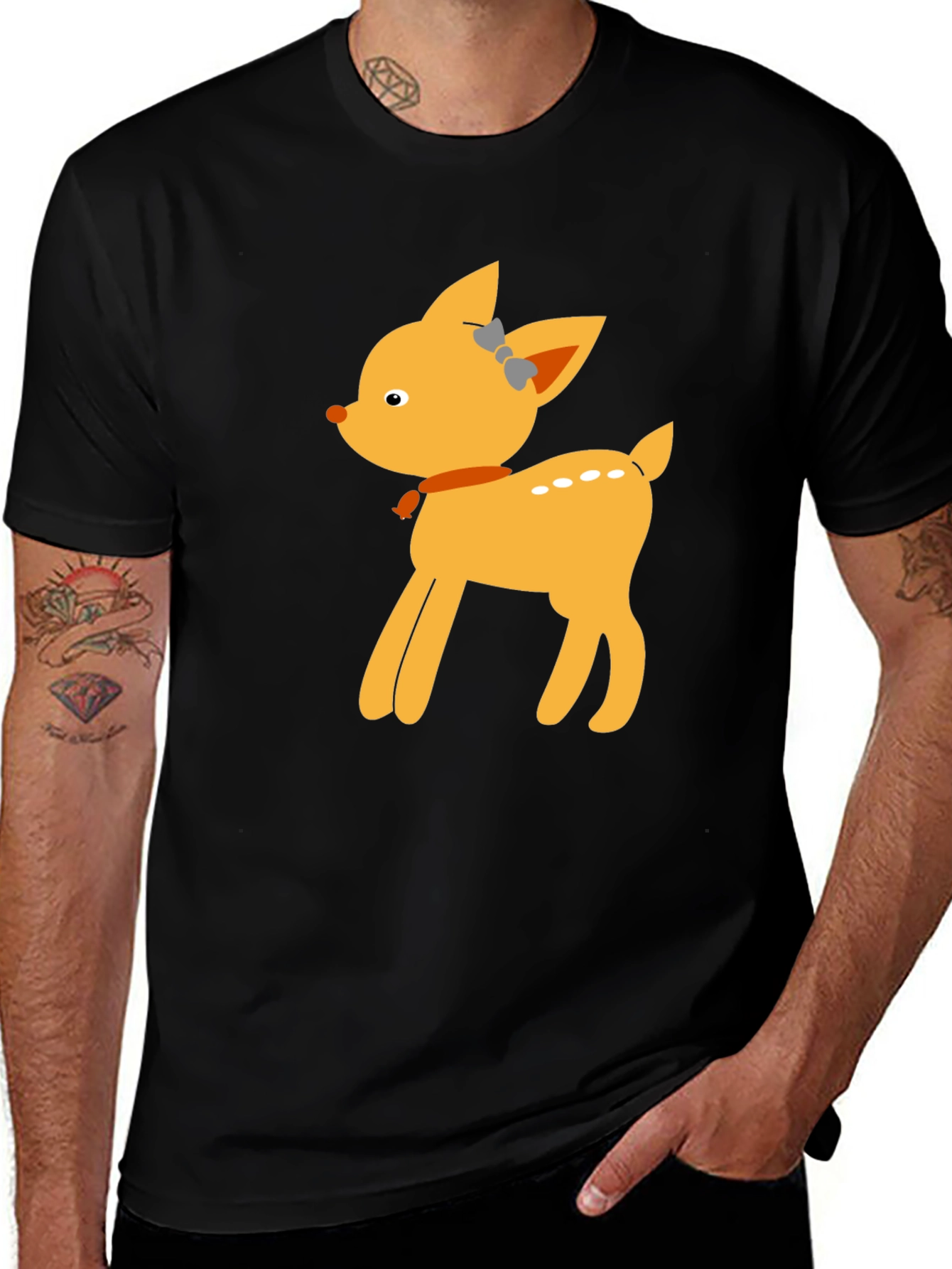 Cute Deer Graphic Tee - Black Unisex T-Shirt