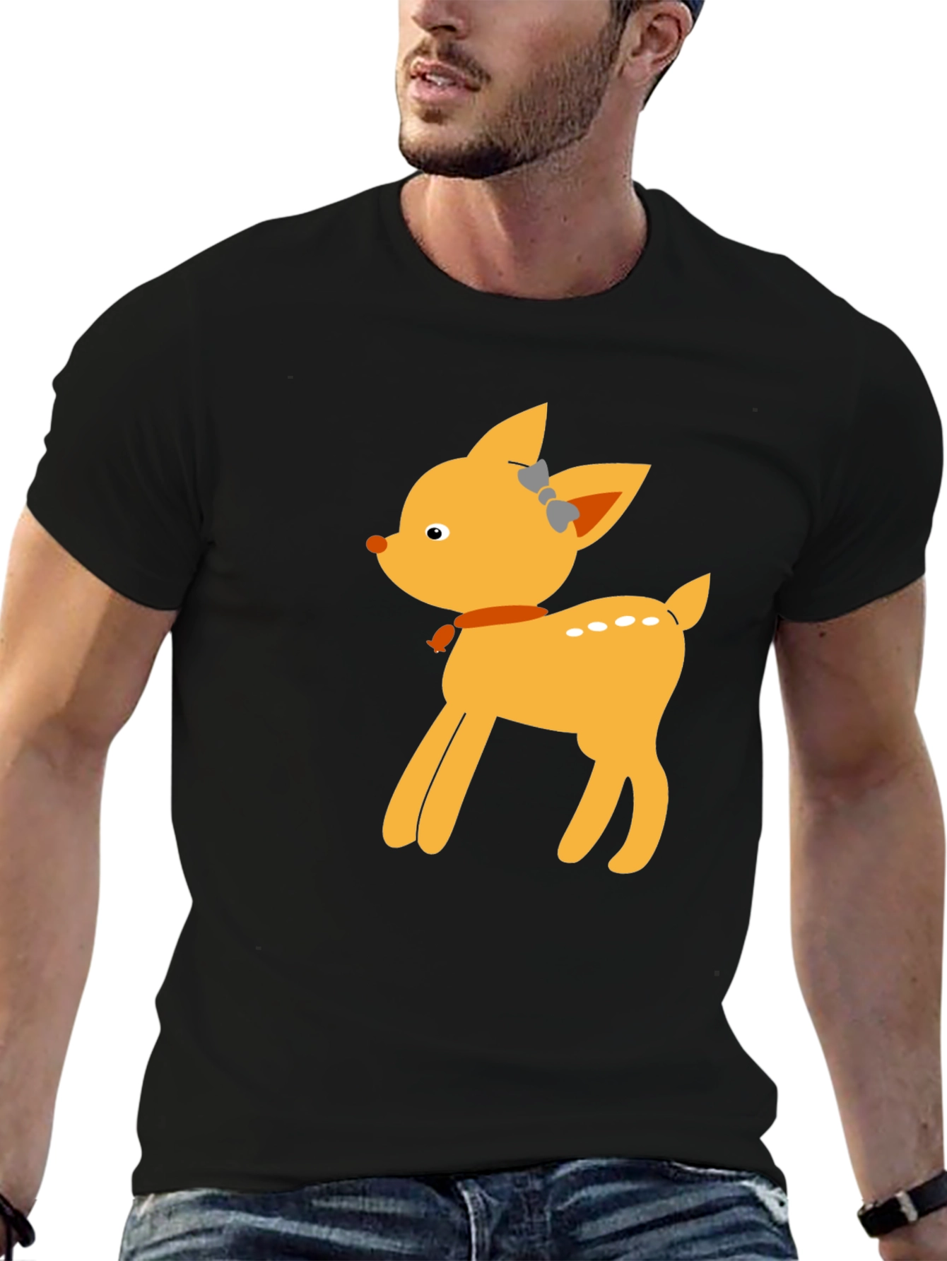 Cute Deer Graphic Tee - Black Unisex T-Shirt