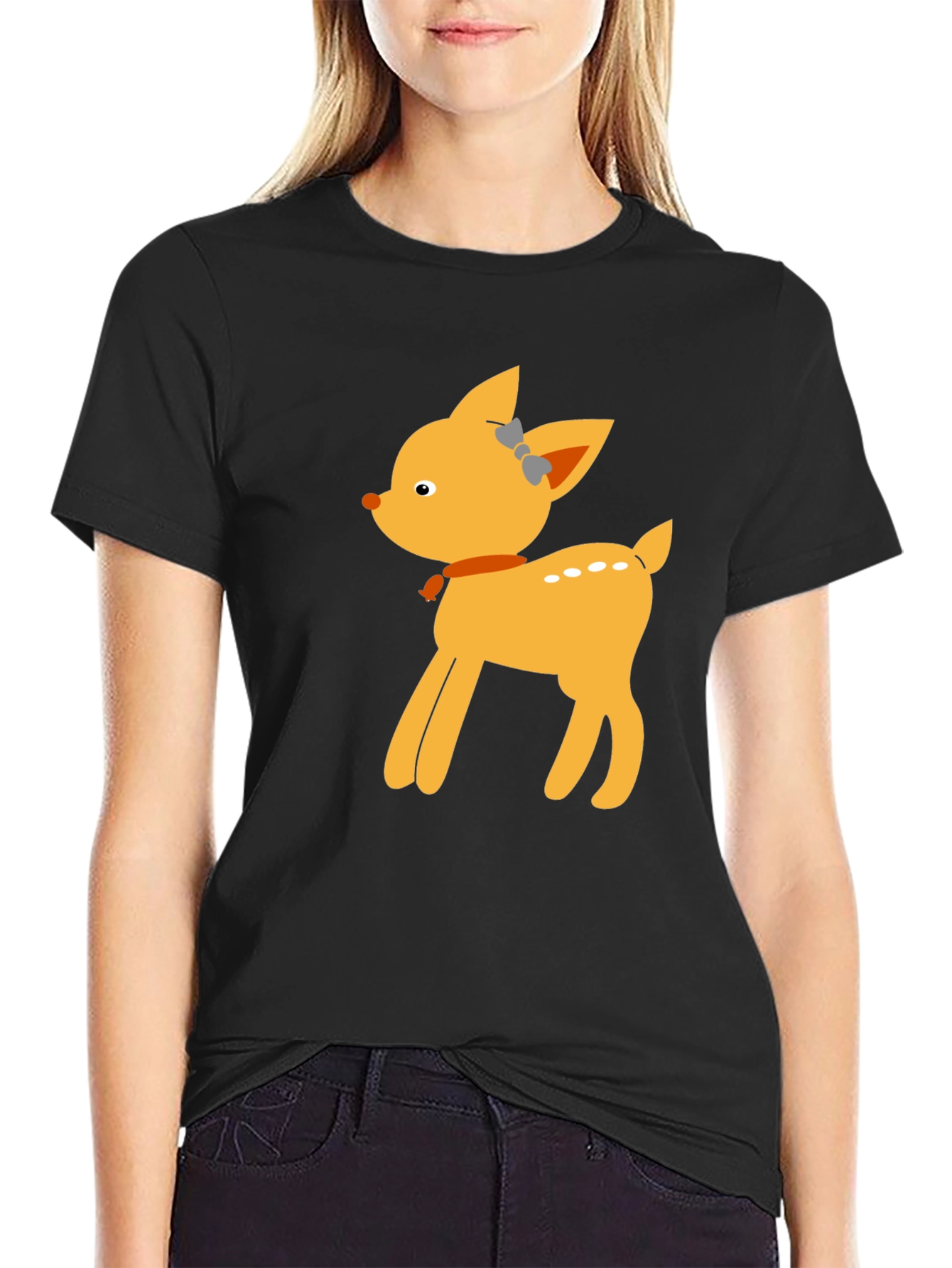 Cute Deer Graphic Tee - Black Unisex T-Shirt