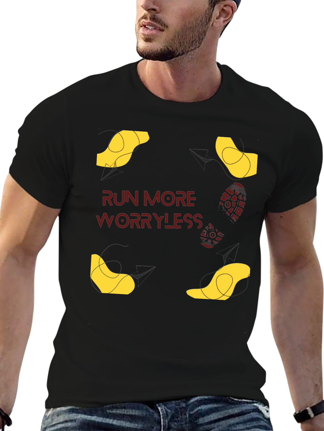 Run More Worry Less Graphic Tee