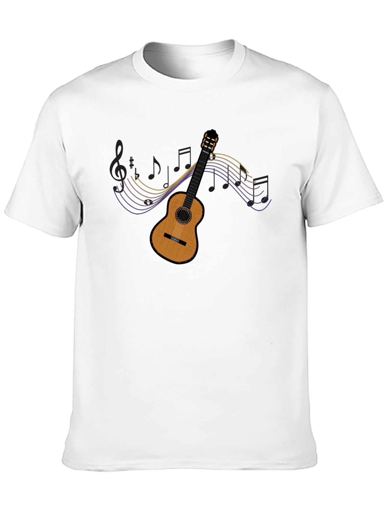 Guitar Music Notes Graphic Tee - Black