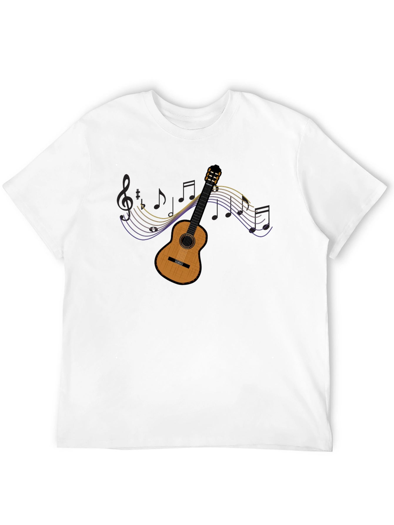 Guitar Music Notes Graphic Tee - Black