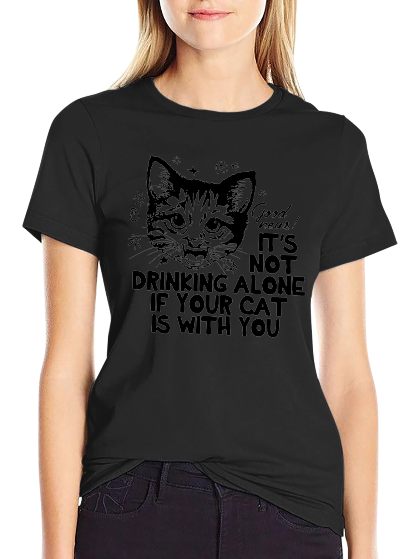 Cat Drinking Alone T-Shirt