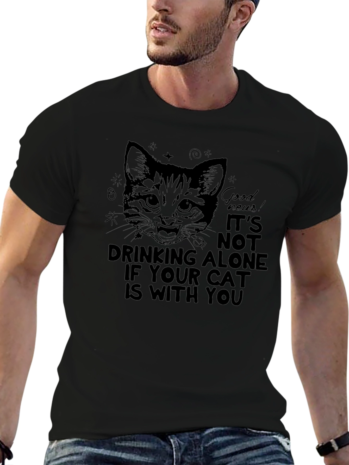 Cat Drinking Alone T-Shirt