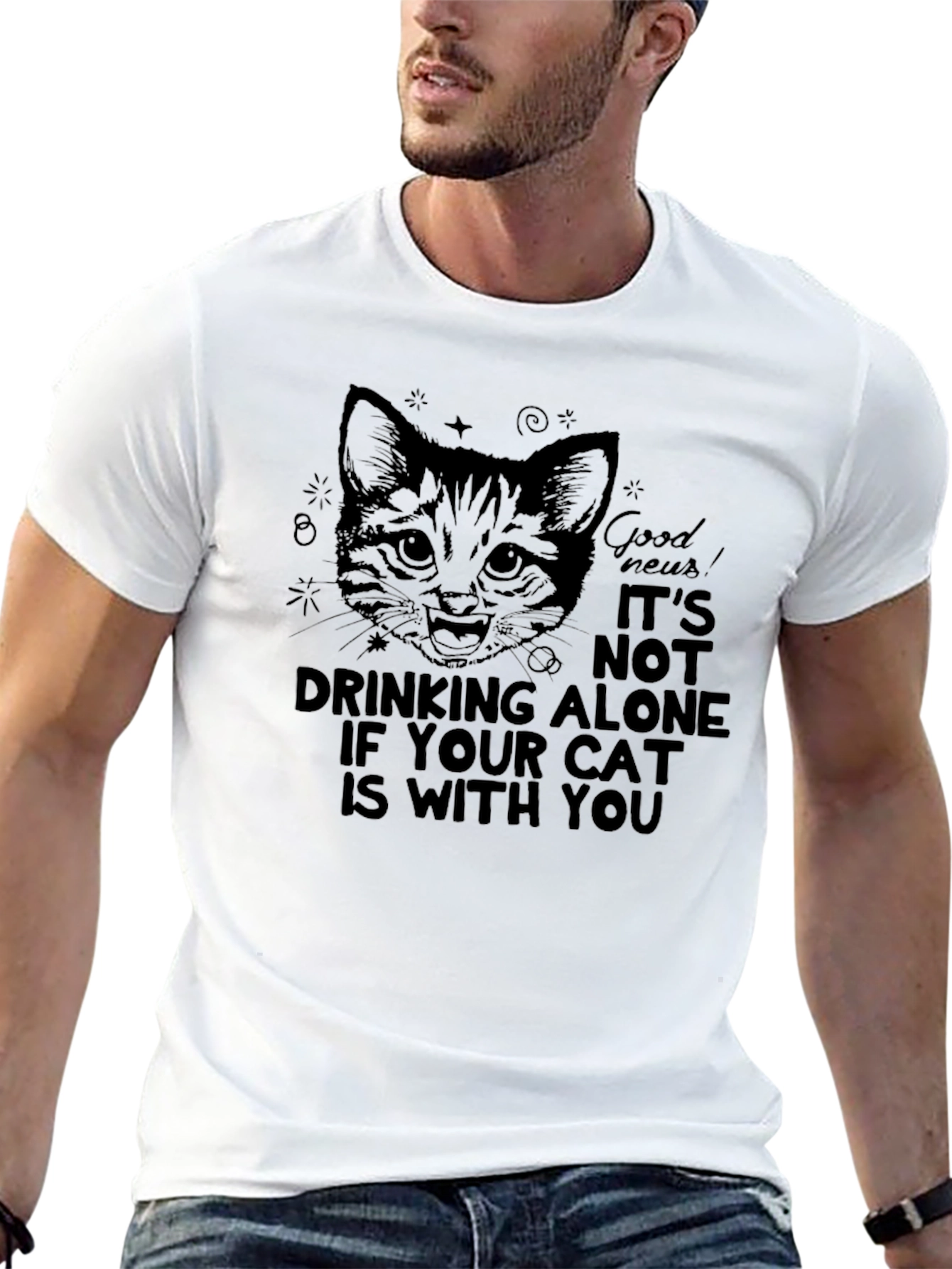 Cat Drinking Alone T-Shirt
