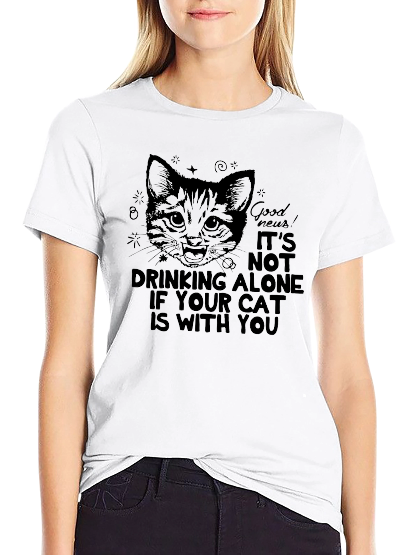 Cat Drinking Alone T-Shirt