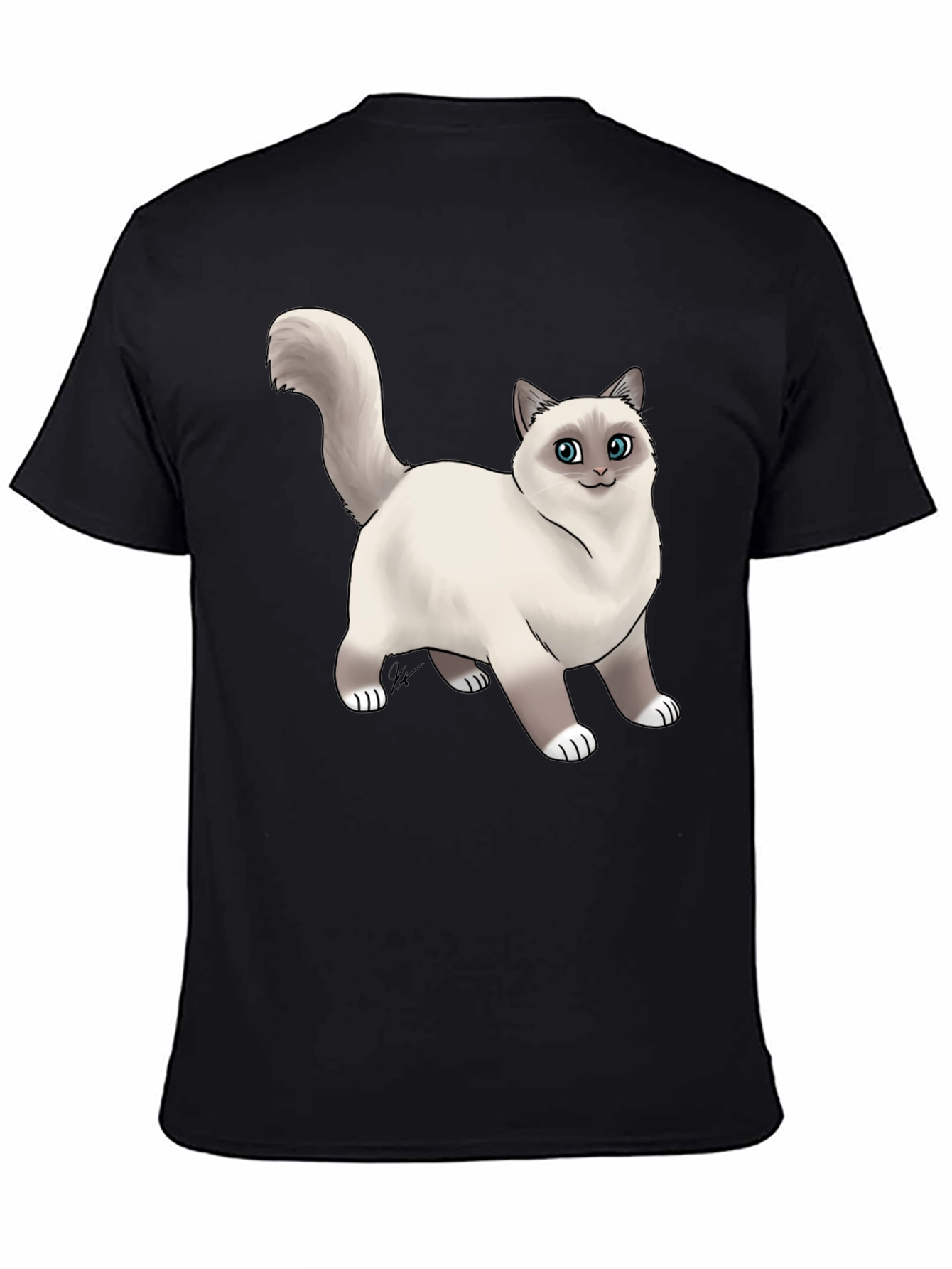 Cat Graphic Black T-Shirt - Novelty Tee
