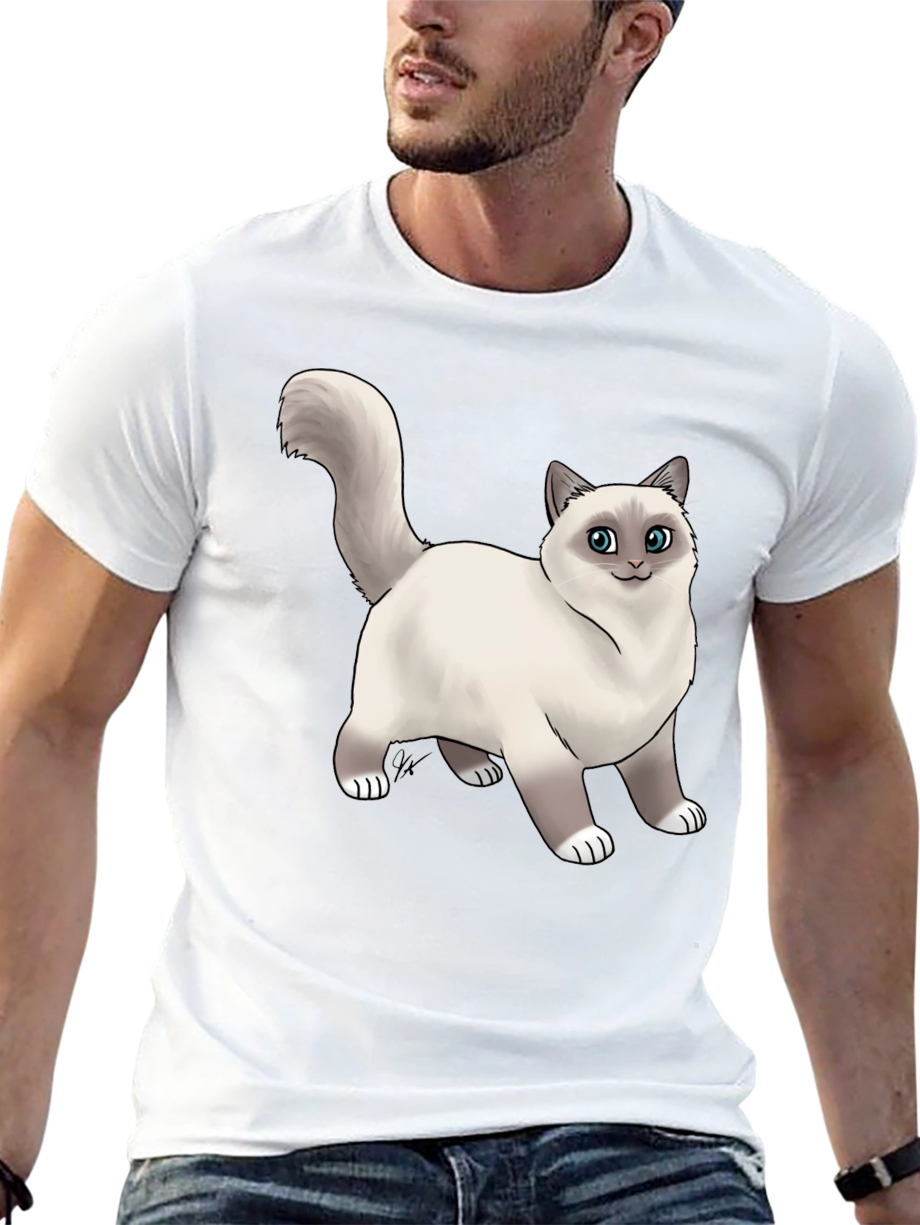 Cat Graphic Black T-Shirt - Novelty Tee
