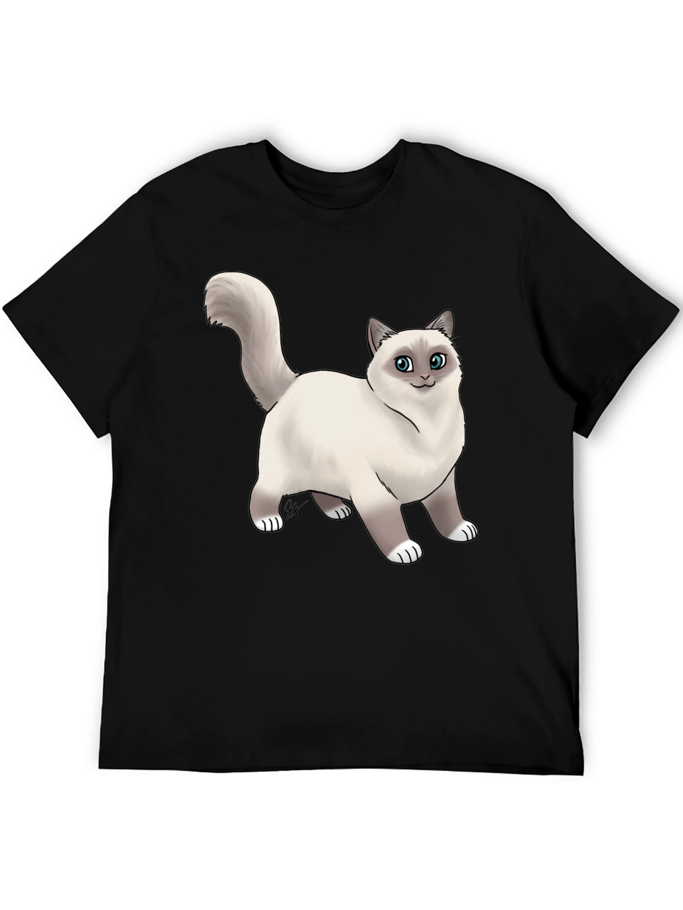 Cat Graphic Black T-Shirt - Novelty Tee