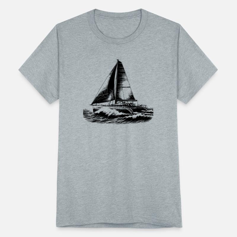 Fast Catamaran Sailboat In Big Waves